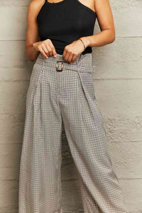 Classic Plaid Wide Leg Pants