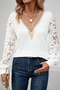 Sophisticated Allure Lace-Trimmed Blouse