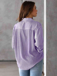 Classic Elegance Striped Shirt with Pocket Detail