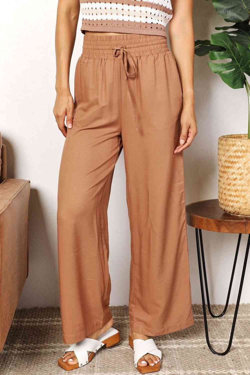 Chic Caramel Flow Wide-Leg Pants