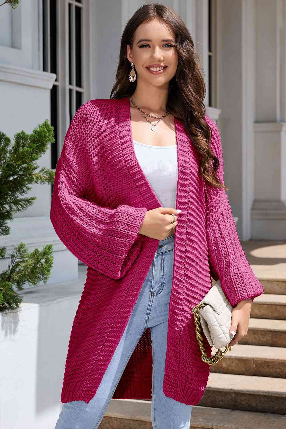 Elegant Cascade Open Front Cardigan