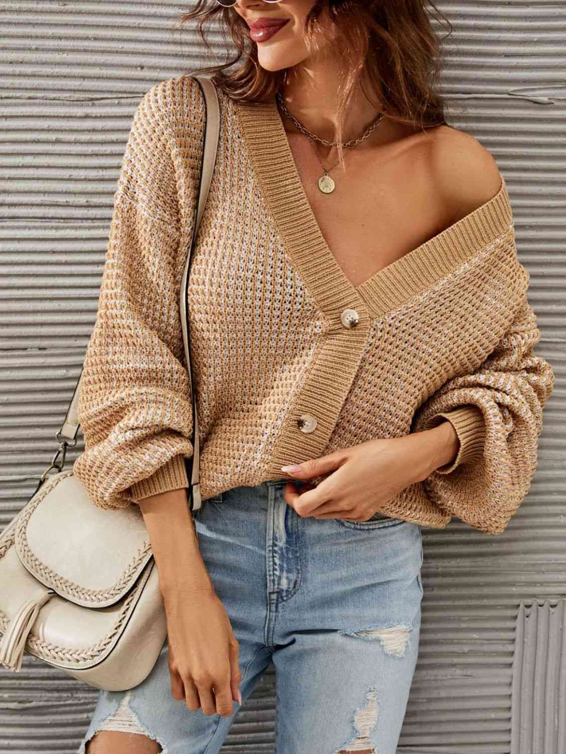 Cozy Elegance V-Neck Knit Cardigan