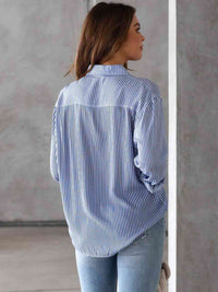 Classic Elegance Striped Shirt with Pocket Detail